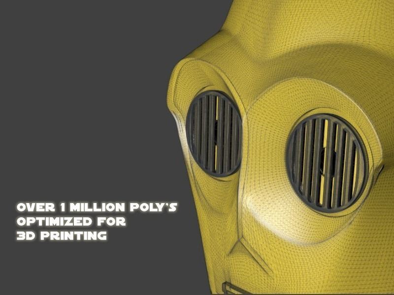 C3P0 Cosplay 3D Printable Helmet 3D print model_1