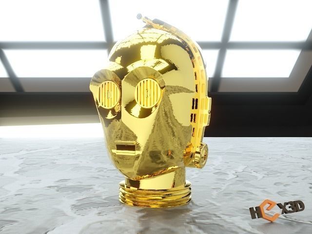 C3P0 Cosplay 3D Printable Helmet 3D print model_0