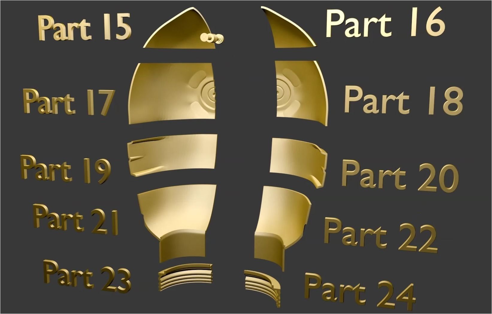 C3P0 Cosplay 3D Printable Helmet 3D print model_4