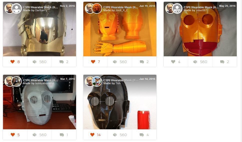 C3P0 Cosplay 3D Printable Helmet 3D print model_2