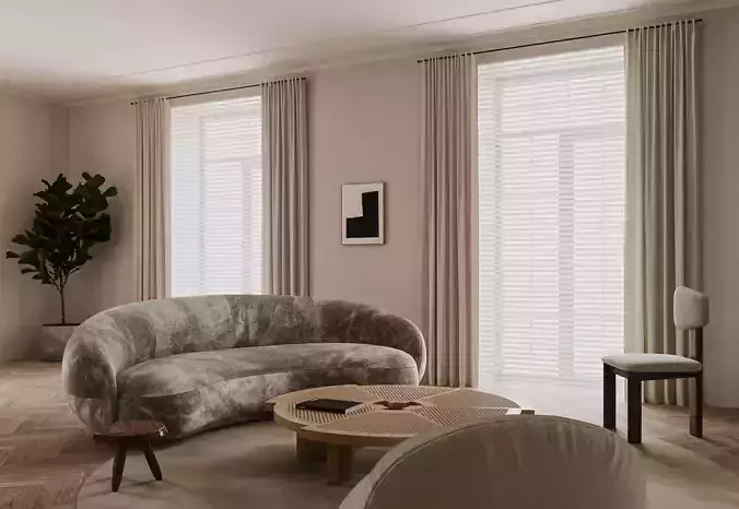 Modern Circular Luxury Living Scene 3D model