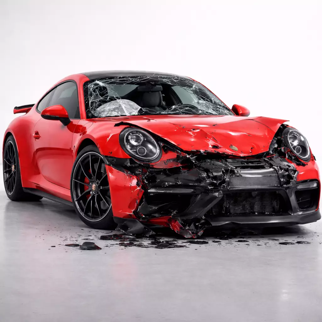 Crashed Wrecked Sports Car Coupe Damaged Vehicle Model 3D model