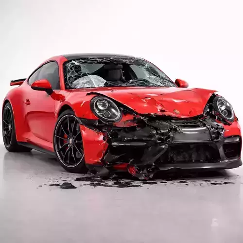 Crashed Wrecked Sports Car Coupe Damaged Vehicle Model