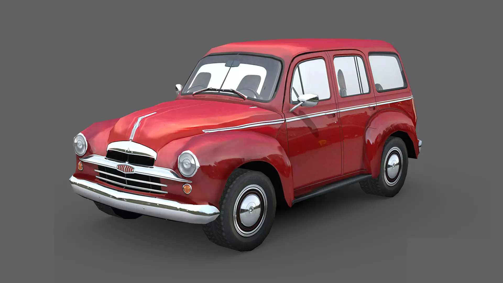 Vintage Family Car Low-poly 3D model
