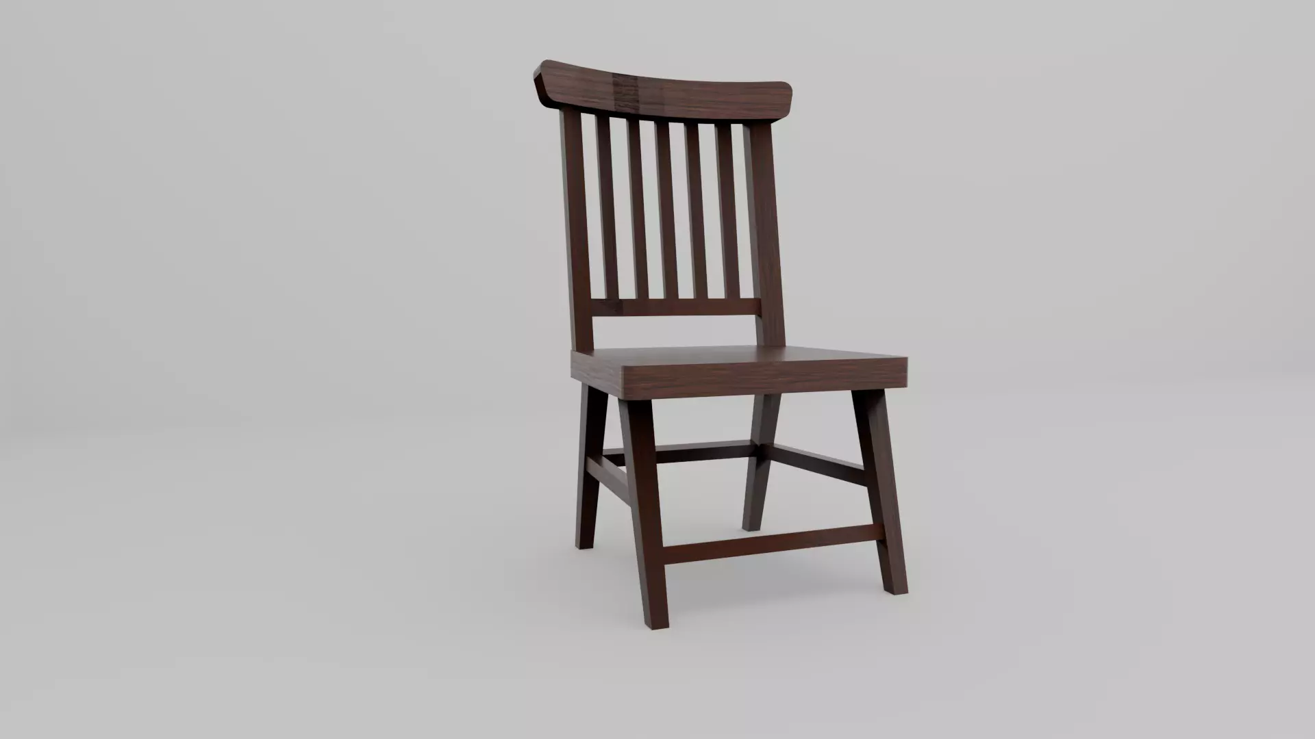 Mahogany Dark Wood Chair Low-poly 3D model
