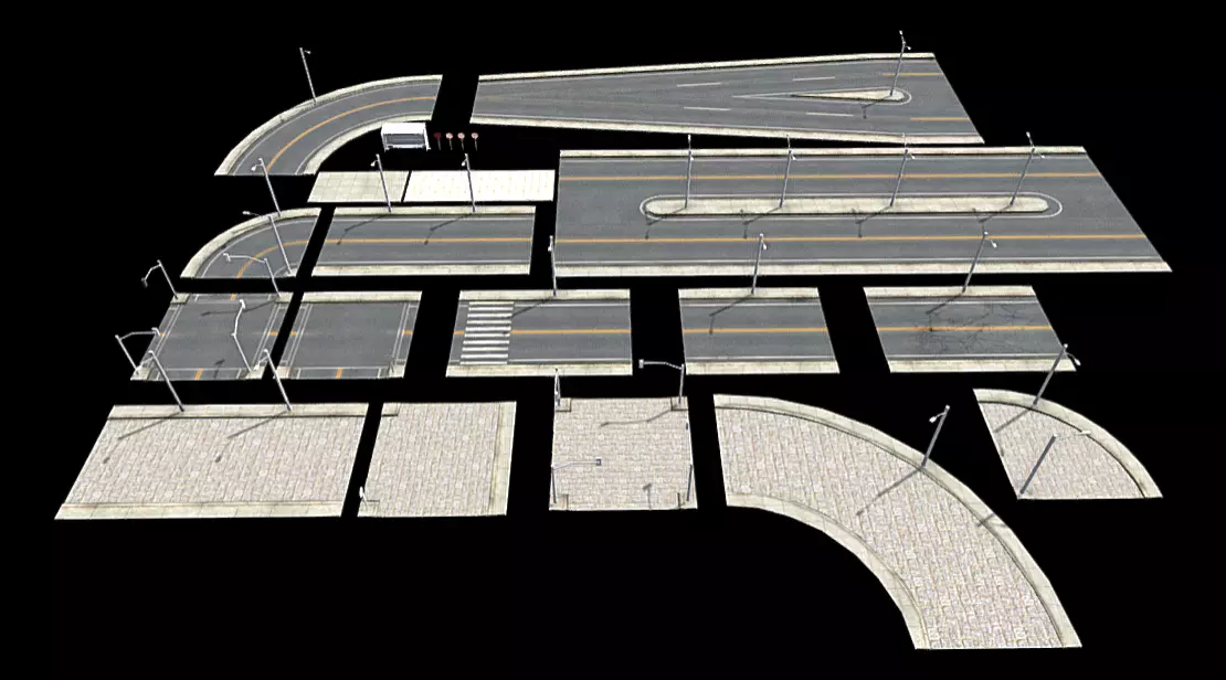 Modular Urban Road Pack 3D model