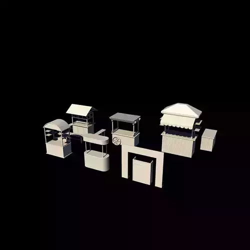 Food Carts set 3D model 7