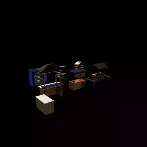 Food Carts set 3D model 5