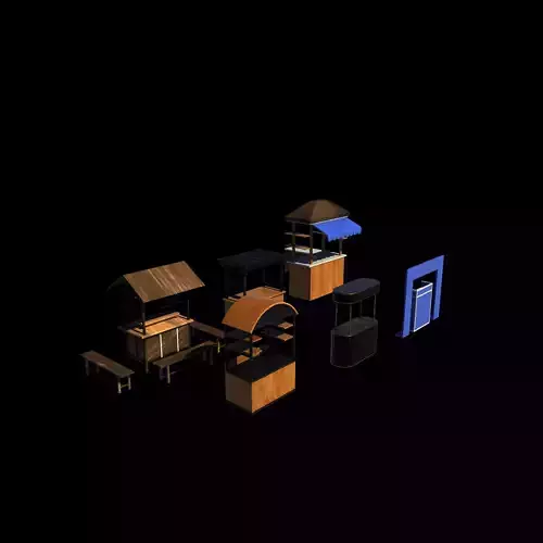 Food Carts set 3D model 6
