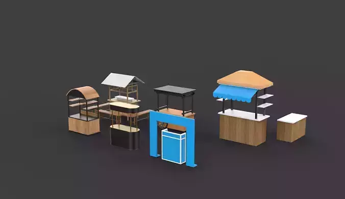Food Carts set 3D model 3