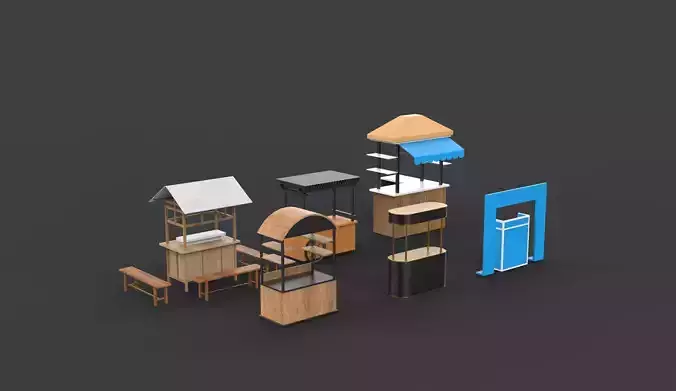 Food Carts set 3D model