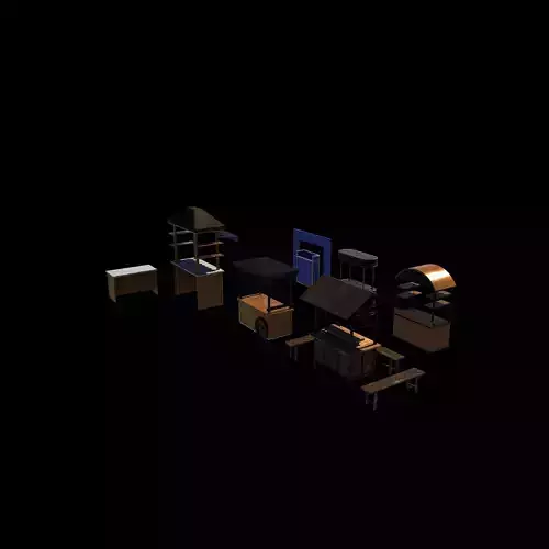 Food Carts set 3D model 4