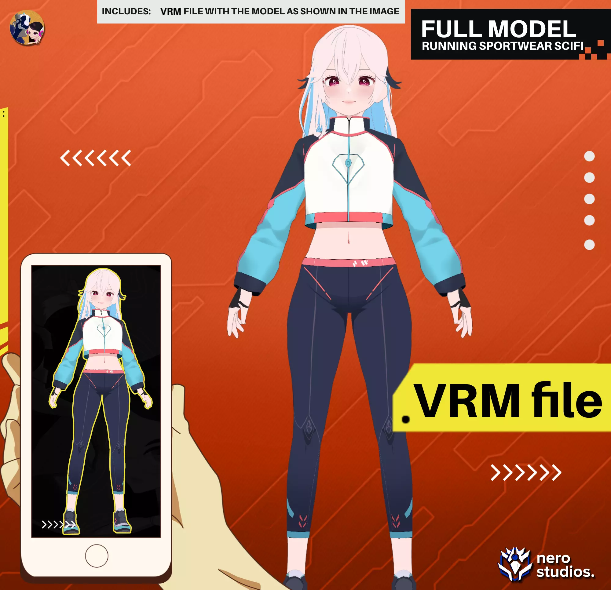 VRM RUNNING SPORTWEAR SCIFI OUTFIT COSTUME BODYSUIT 3D model
