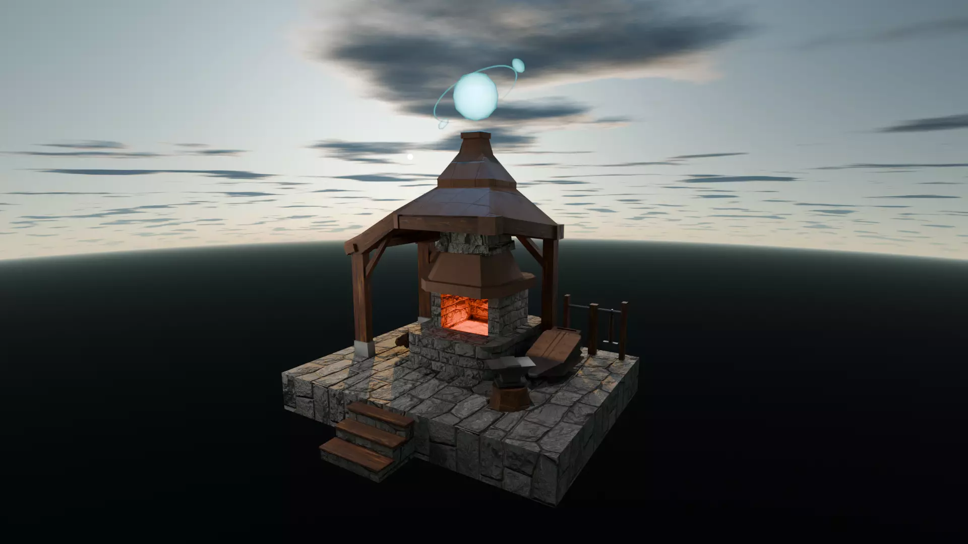 Stylized Celestial Forge Game Ready Asset Low-poly 3D model