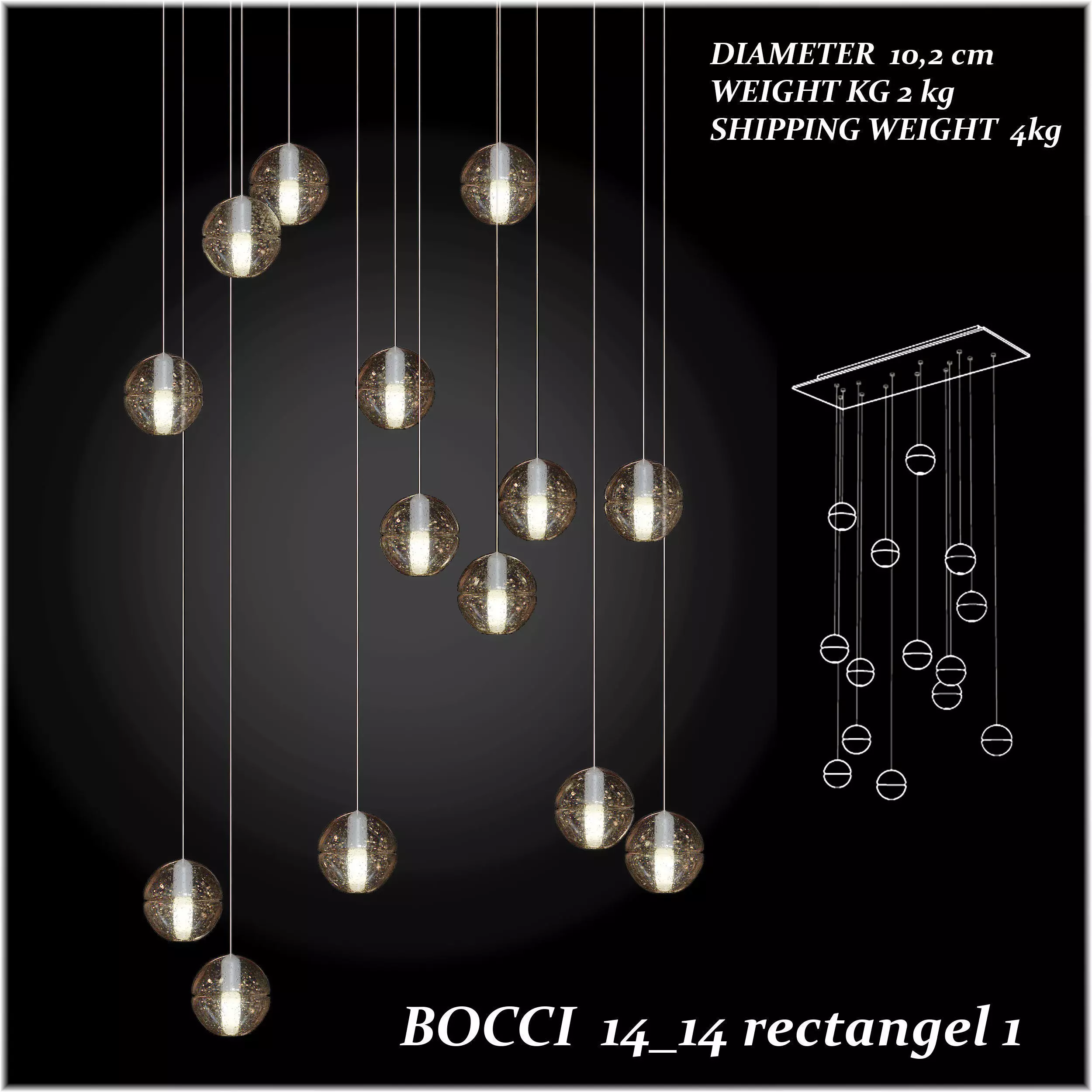 Bocci chandelier with glass balls hanging from it 3D model_0