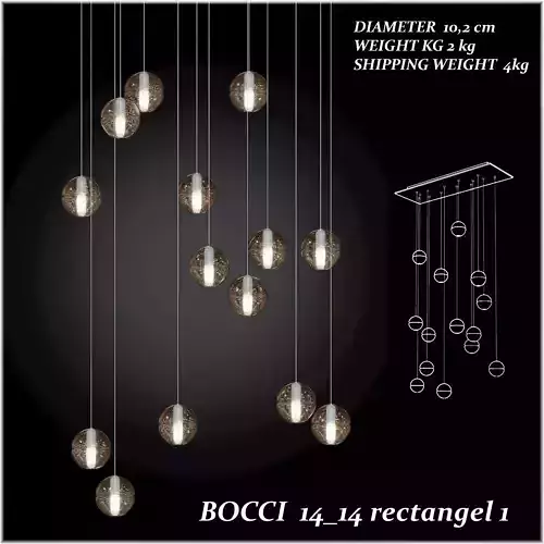 Bocci chandelier with glass balls hanging from it 3D model