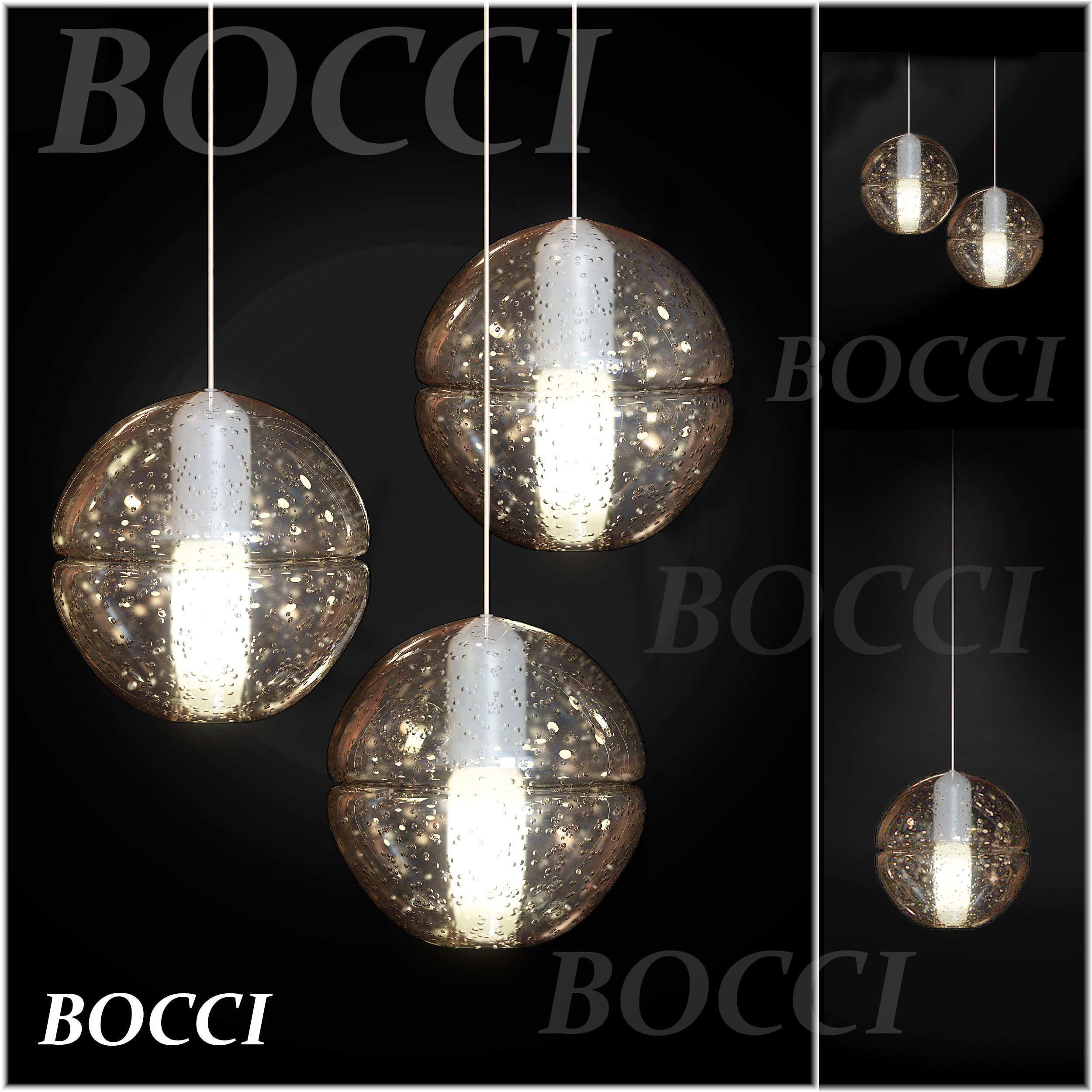 Bocci chandelier with glass balls hanging from it 3D model_1