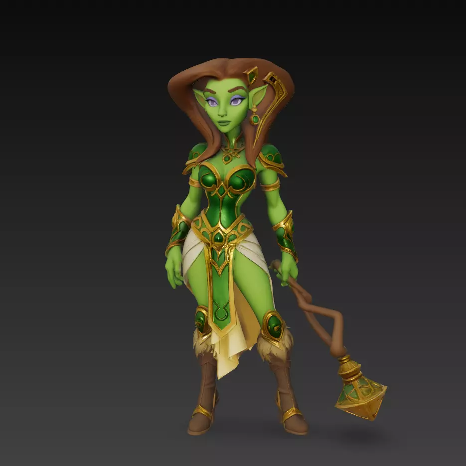 Forest Elf Nature Guardian Stylized 3D Model 3D print model