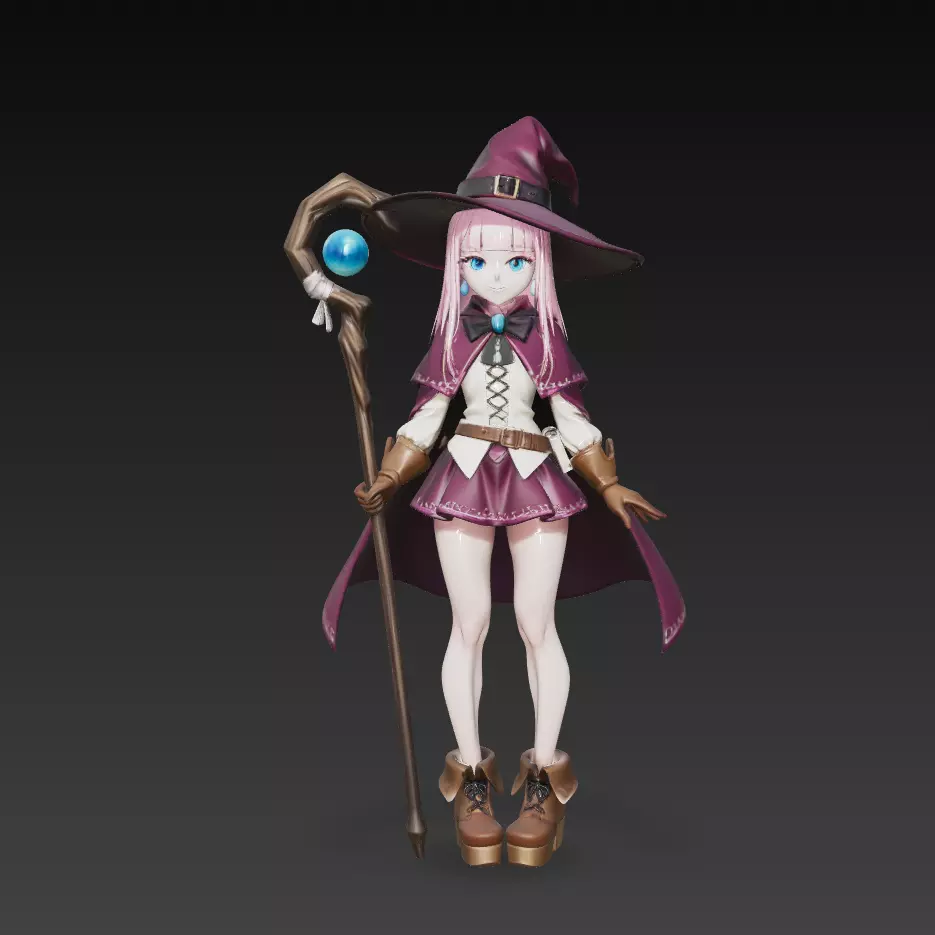 Cute Mage Girl Fantasy Witch Stylized 3D Model 3D model 3D printable ...