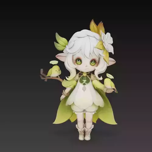 Cute Nature Fairy Chibi Girl Stylized 3D Model
