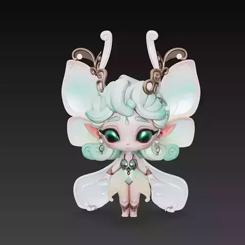 Cute Butterfly Fairy Chibi Stylized 3D Model