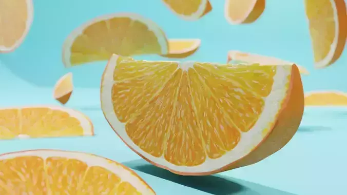Hyper Realistic Orange Slice 3D Model PBR Textured