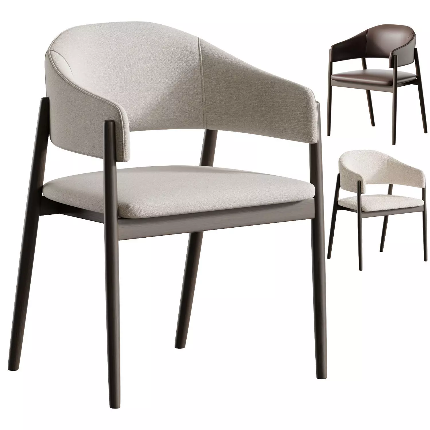 Scaun Gri Tapitat ALBA 3D model