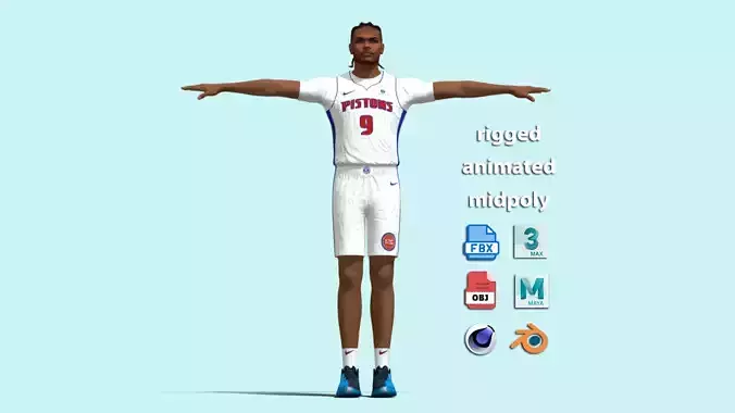 T- Pose Rigged Ausar Thompson Detroit Pistons