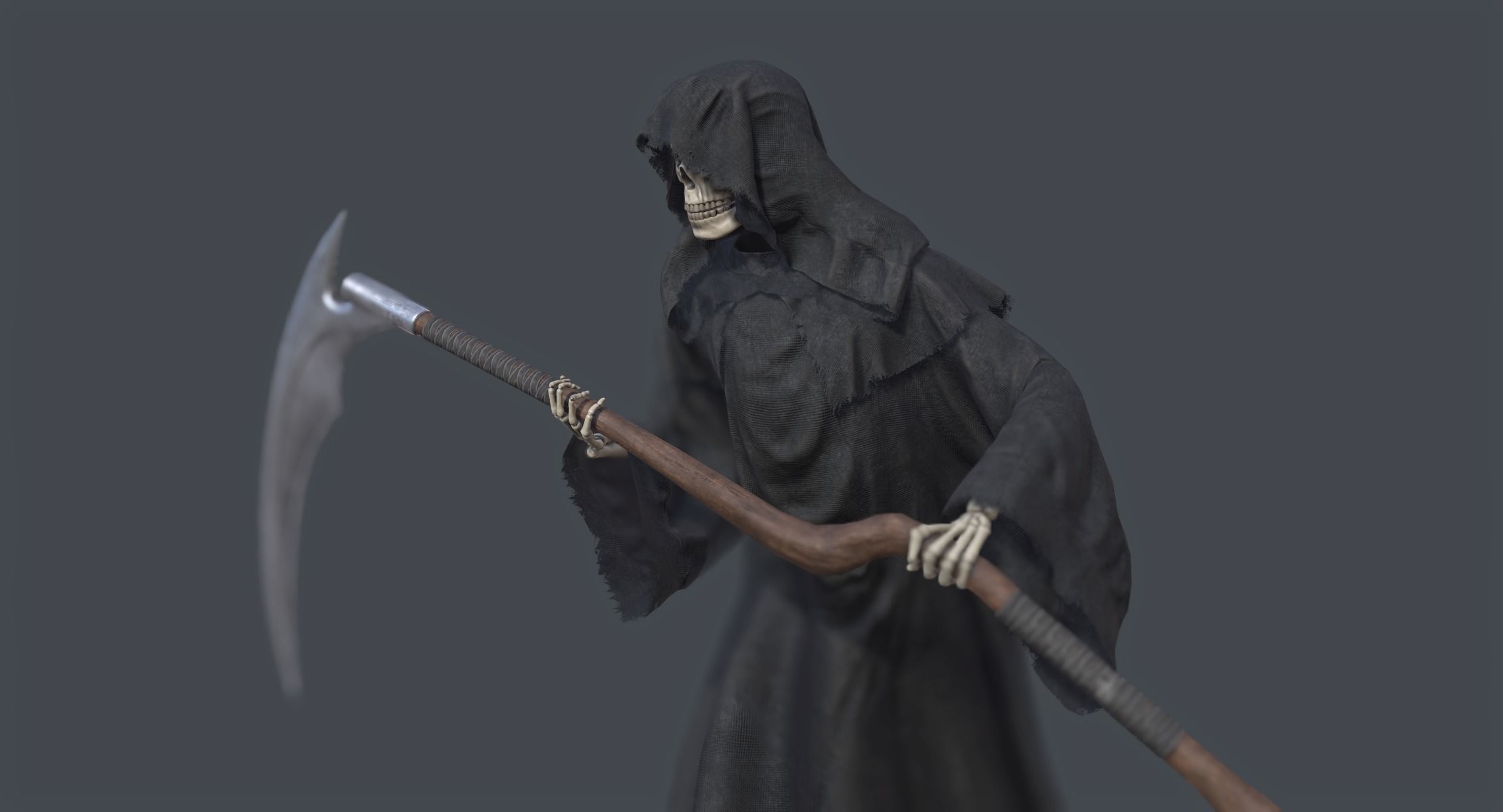 Lowpoly Grim Reaper Low-poly 3D model_4