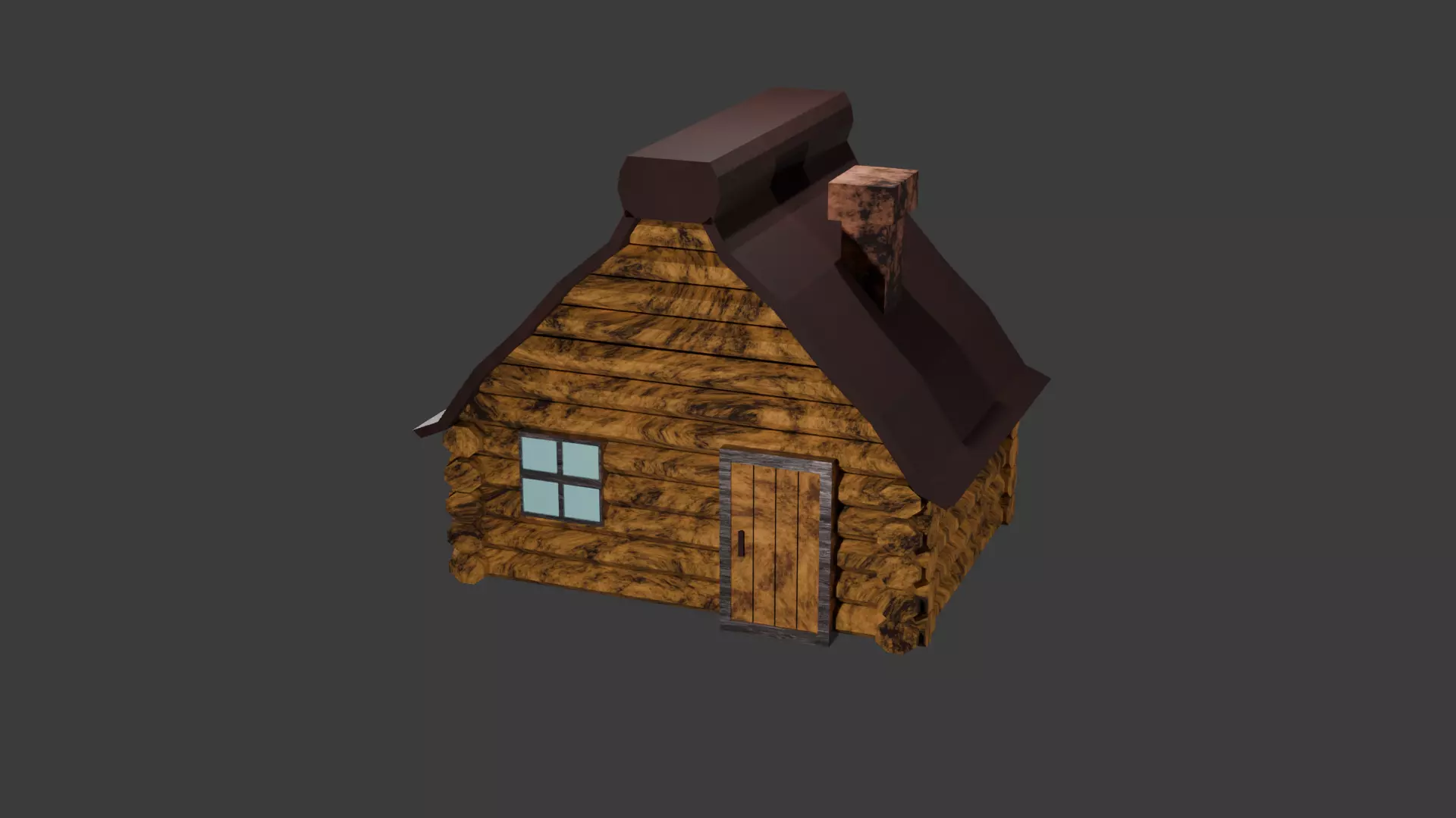 Low-Poly Stylized House 3D Model Game Ready Building FBX OBJ Low-poly 3D model