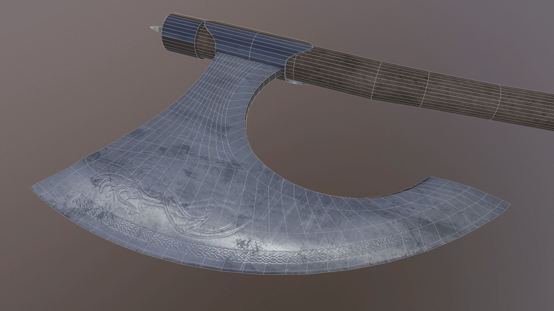 Medieval Viking Axe Low-poly 3D model_3