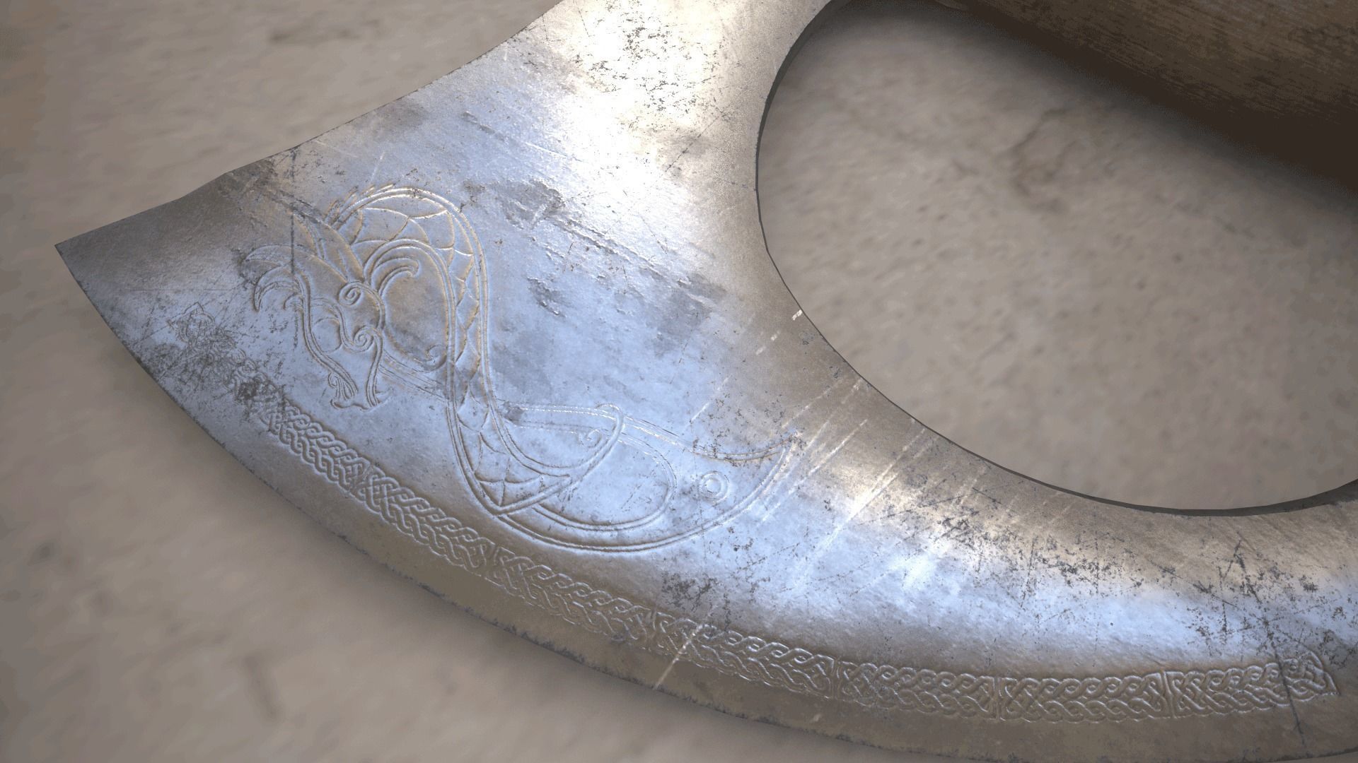 Medieval Viking Axe Low-poly 3D model_4