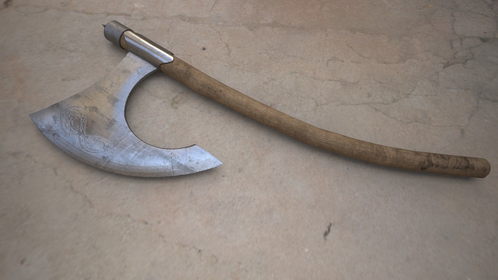Medieval Viking Axe Low-poly 3D model_2
