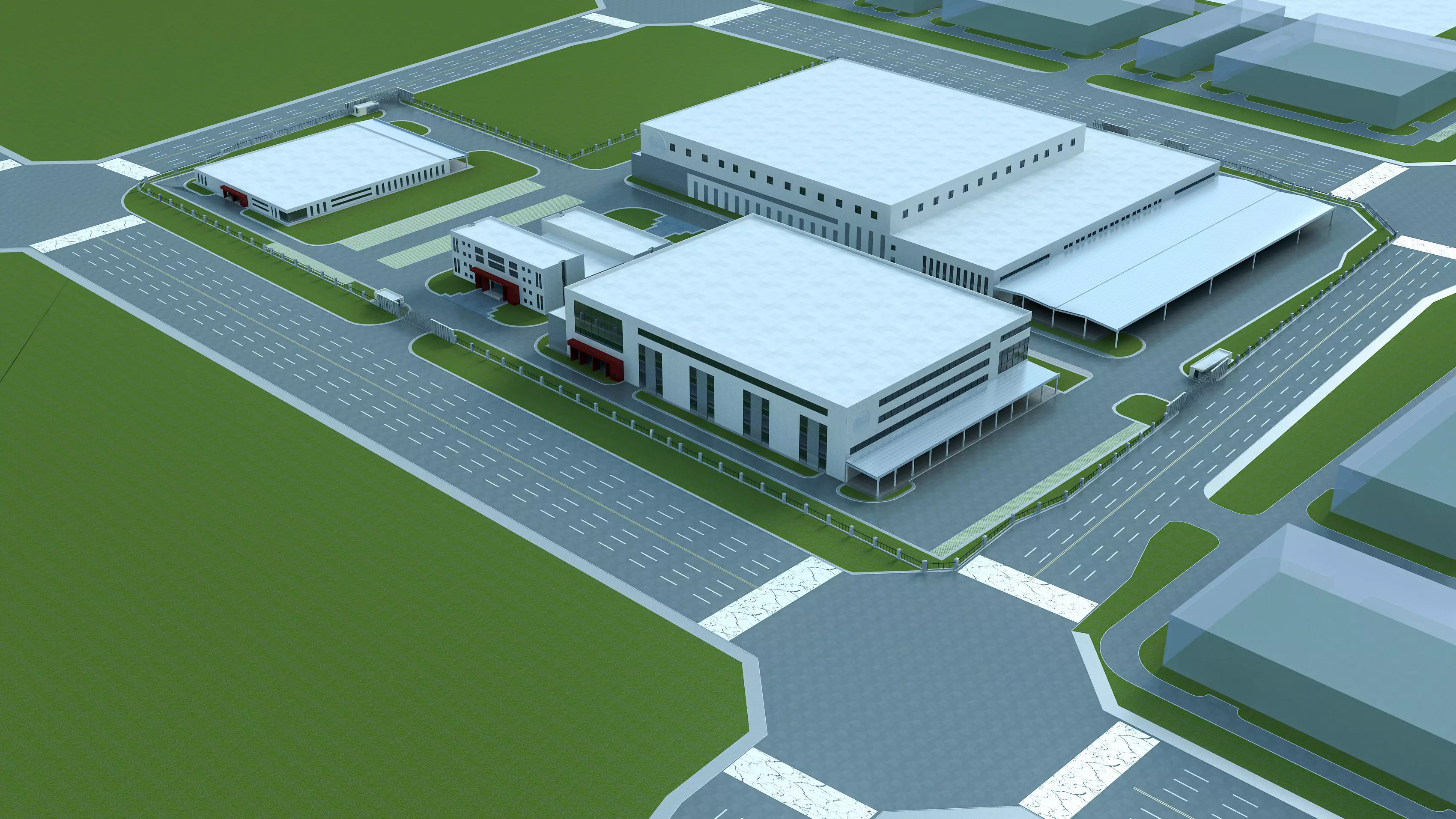 Industrial buildings factories industrial parks 3D model