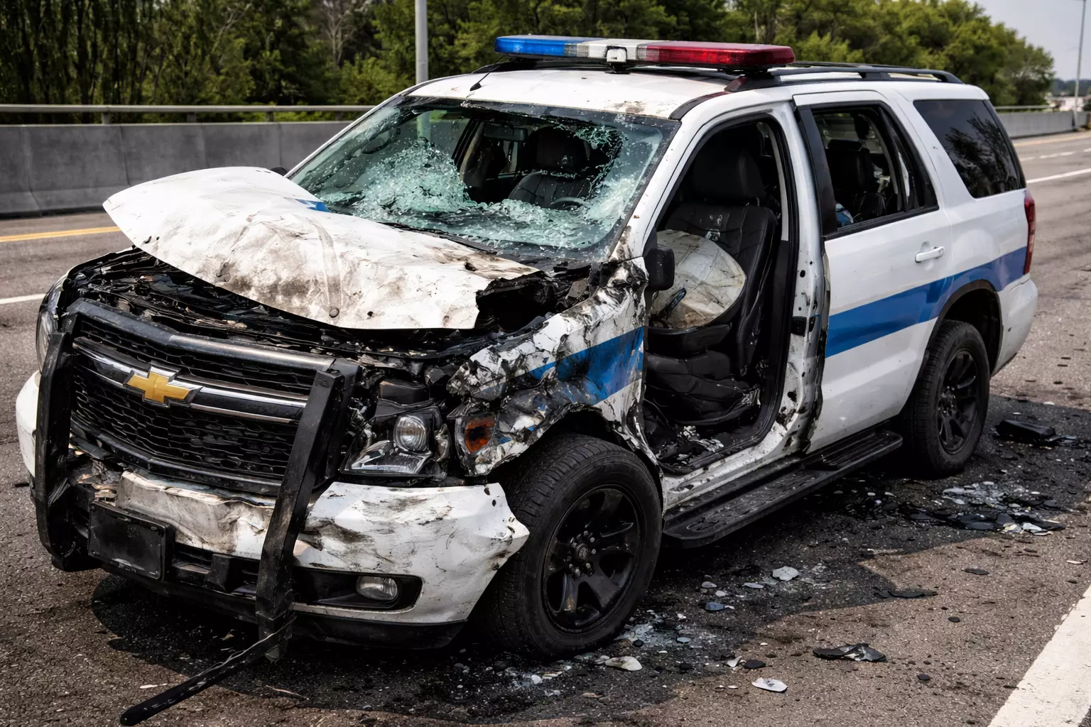 Crashed Wrecked Police SUV Damaged Emergency Vehicle 3D model