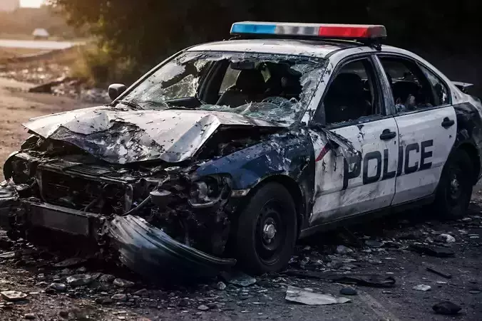 Crashed Police Sedan Damaged Car Wrecked Vehicle Model