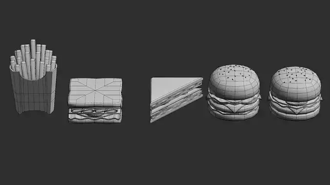 Fast Food Pack Low-poly 3D model 7
