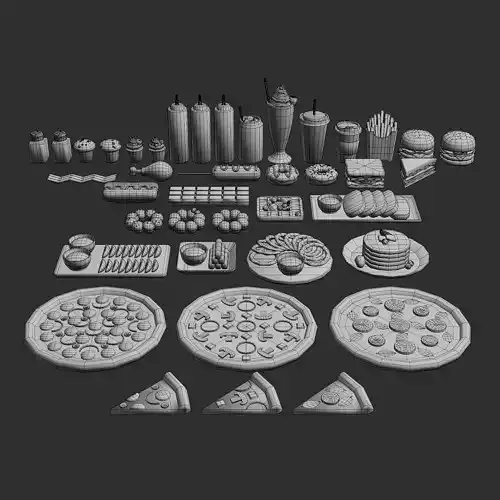 Fast Food Pack Low-poly 3D model 2