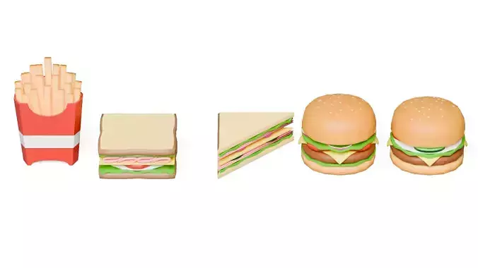 Fast Food Pack Low-poly 3D model 6