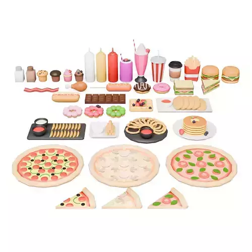 Fast Food Pack Low-poly 3D model