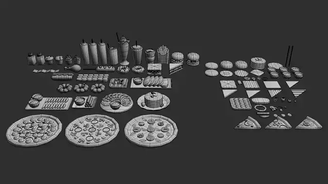 Fast Food Pack Low-poly 3D model 4