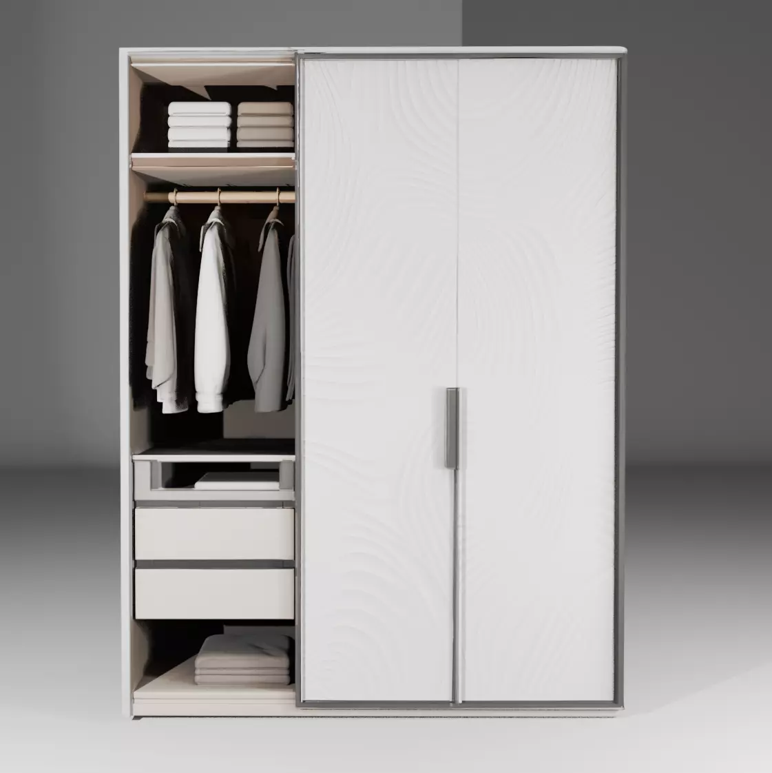 Modern White Sliding Door Wardrobe 3D model