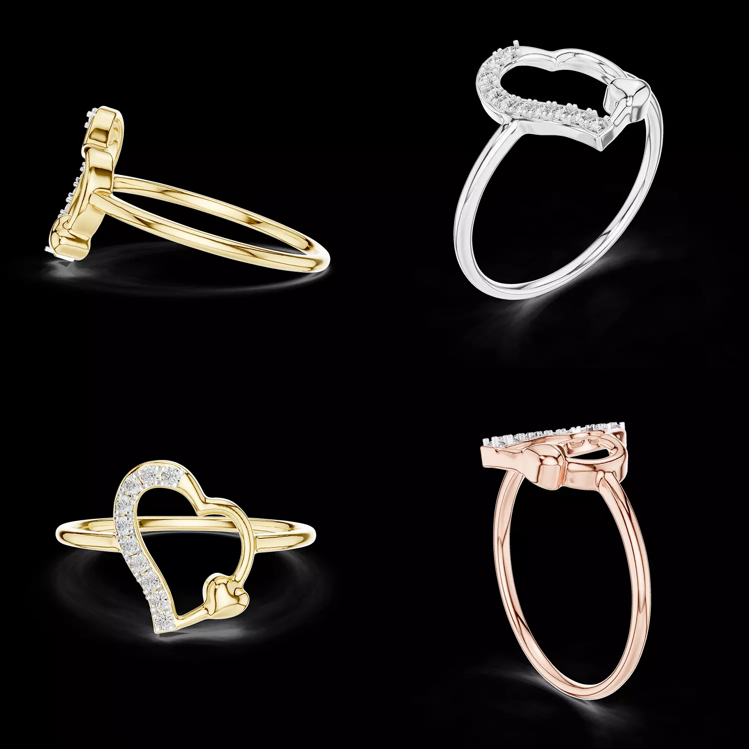 Open Heart Diamond Ring Elegant Love Design STL 3DM 3D print model