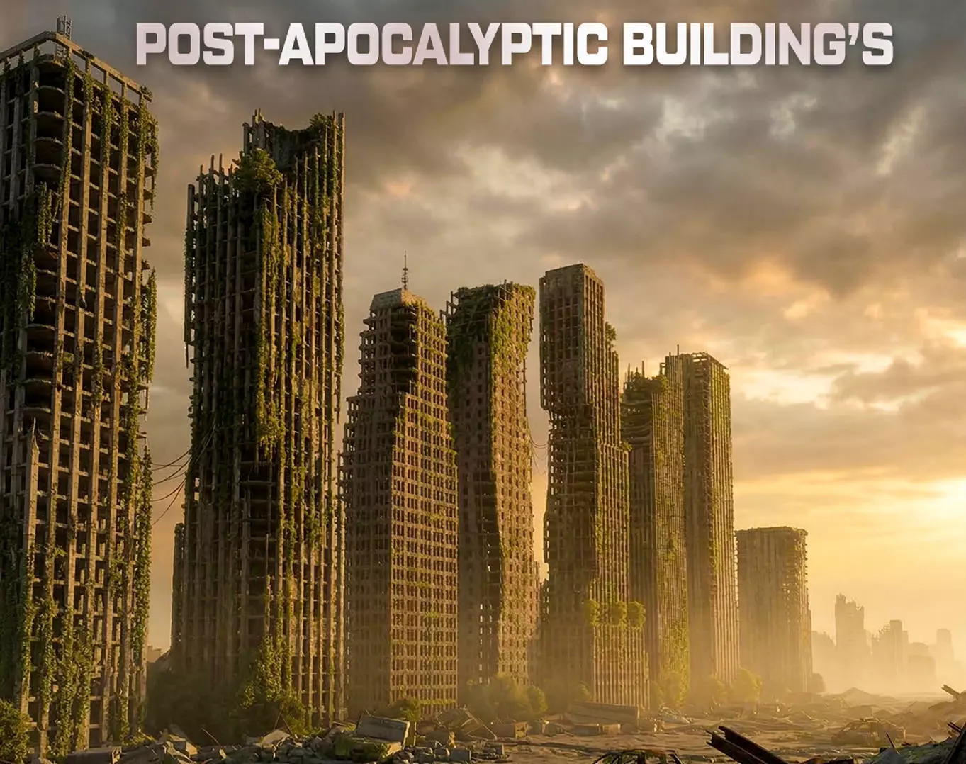 Post-Apocalyptic Buildings Pack Low-poly 3D model