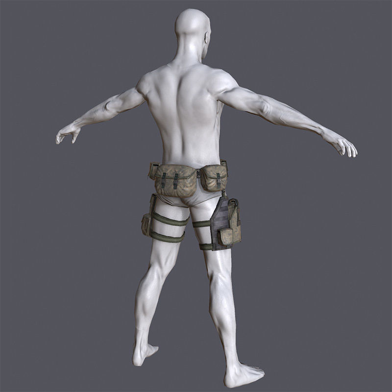 Lowpoly MOLLE Drop-Leg Platform Low-poly 3D model_2