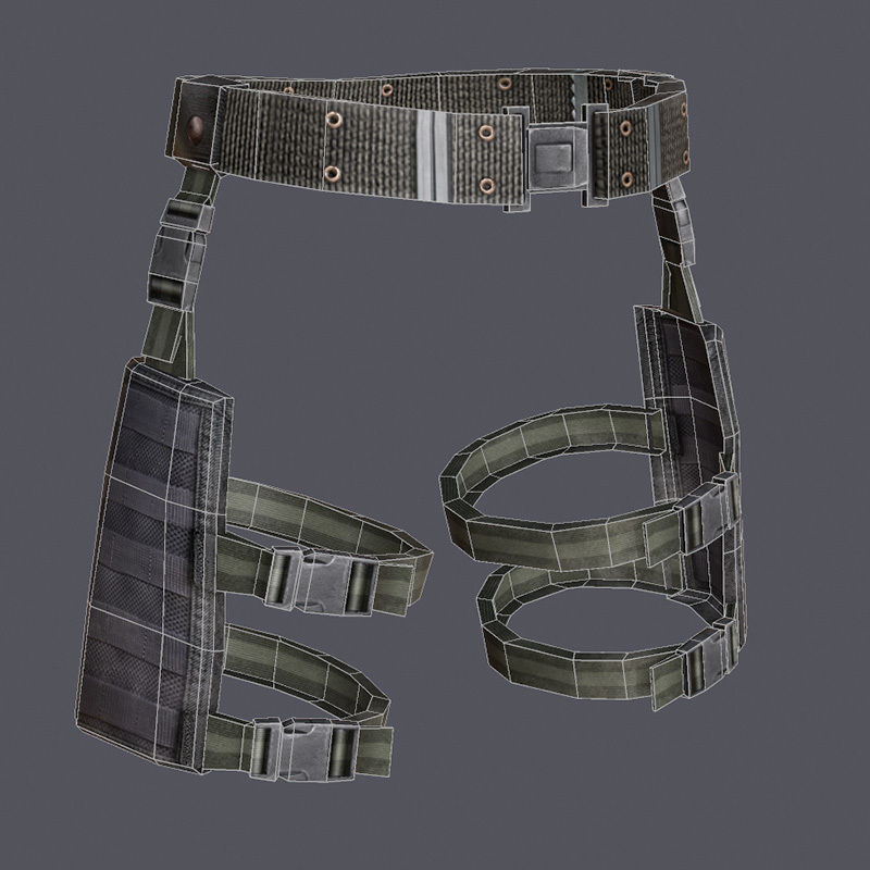 Lowpoly MOLLE Drop-Leg Platform Low-poly 3D model_13