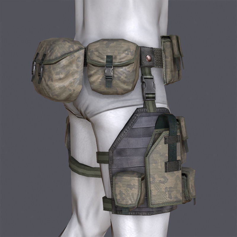 Lowpoly MOLLE Drop-Leg Platform Low-poly 3D model_7