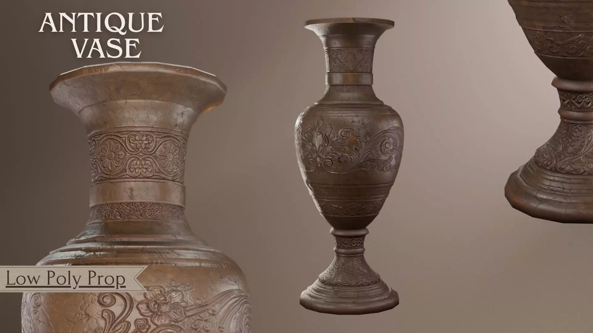 Vase - Antique Vase 3D Lowpoly model Low-poly 3D model