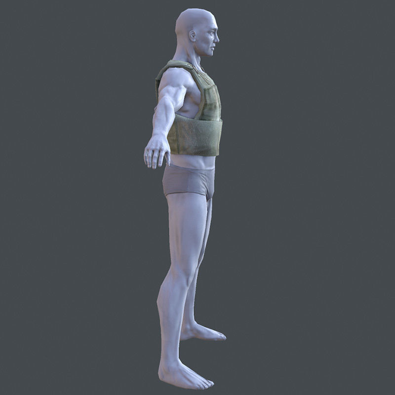 Lowpoly Bullet-Proof Vest Low-poly 3D model_3