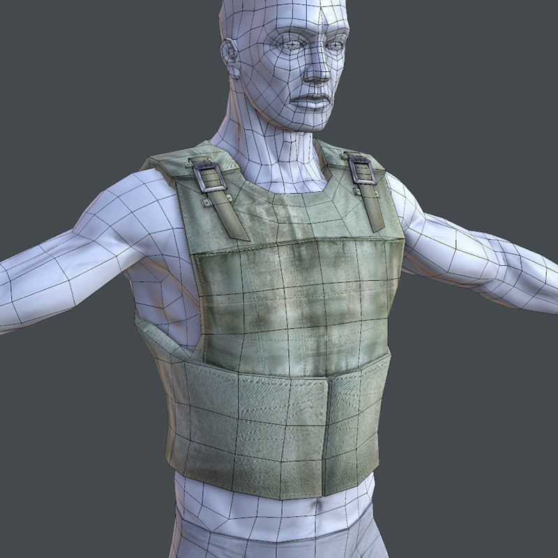 Lowpoly Bullet-Proof Vest Low-poly 3D model_2